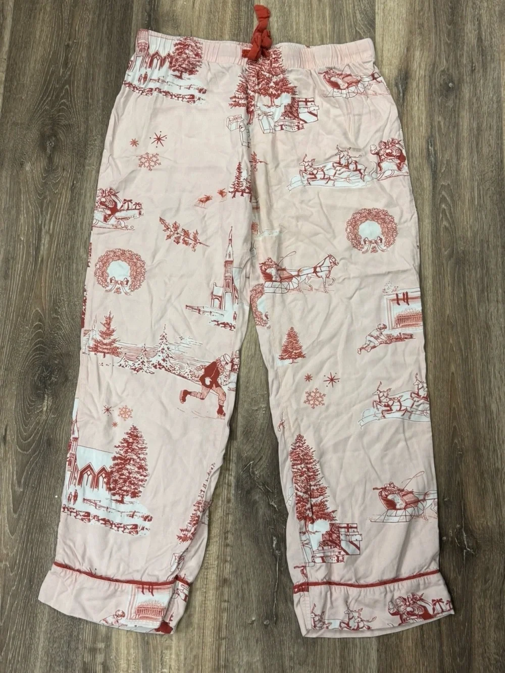 Katie Kime Holiday Toile Pink Pajama Pants Women’s Small